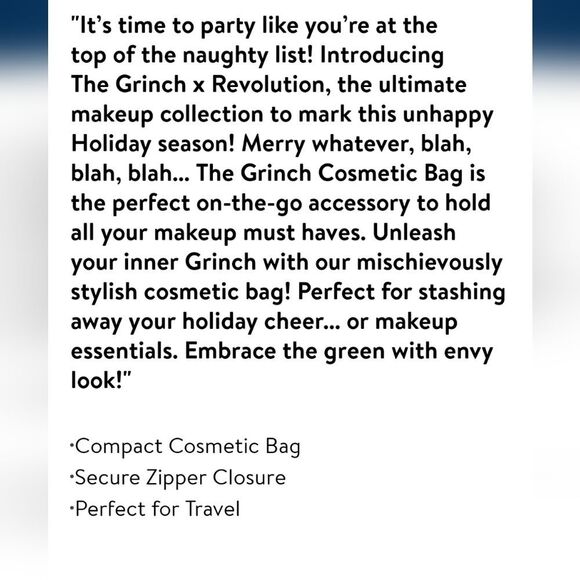 Revolution Beauty X The Grinch Cosmetic Bag - Picture 7 of 8